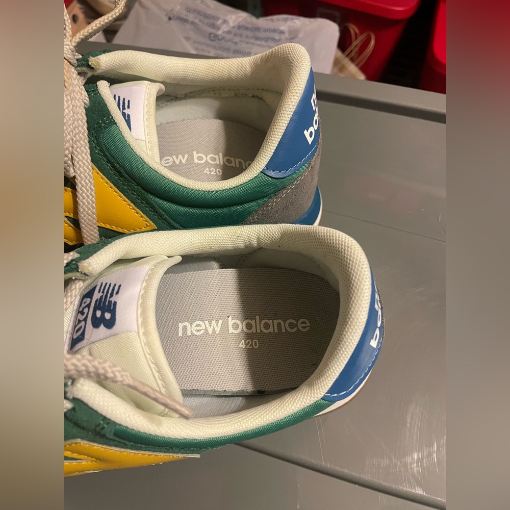 New Balance Men’s Green and Yellow Sneakers, size 13 - Picture 3 of 10